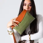 Metallic Texture Clutch-green