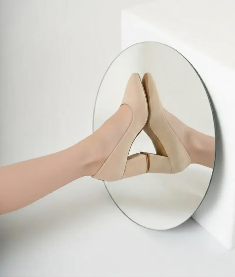 Leather Sandal Thick Heel-R-800