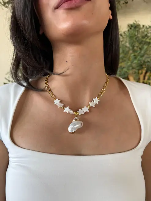 Starry Pearl Statement Necklace