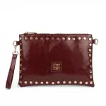 White studded clutch bag with gold-tone hardware BA-62