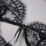 Black Floral Lace Embroidery See-through Bodysuit