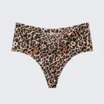 Women's Seamless Ice Silk Thong Underwear Leopard Print & Solid Color Panties
