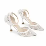 Elegant Lace Heels with Statement Bow C-126