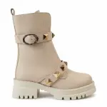 HALF BOOT LEATHER MID HEELS R-603