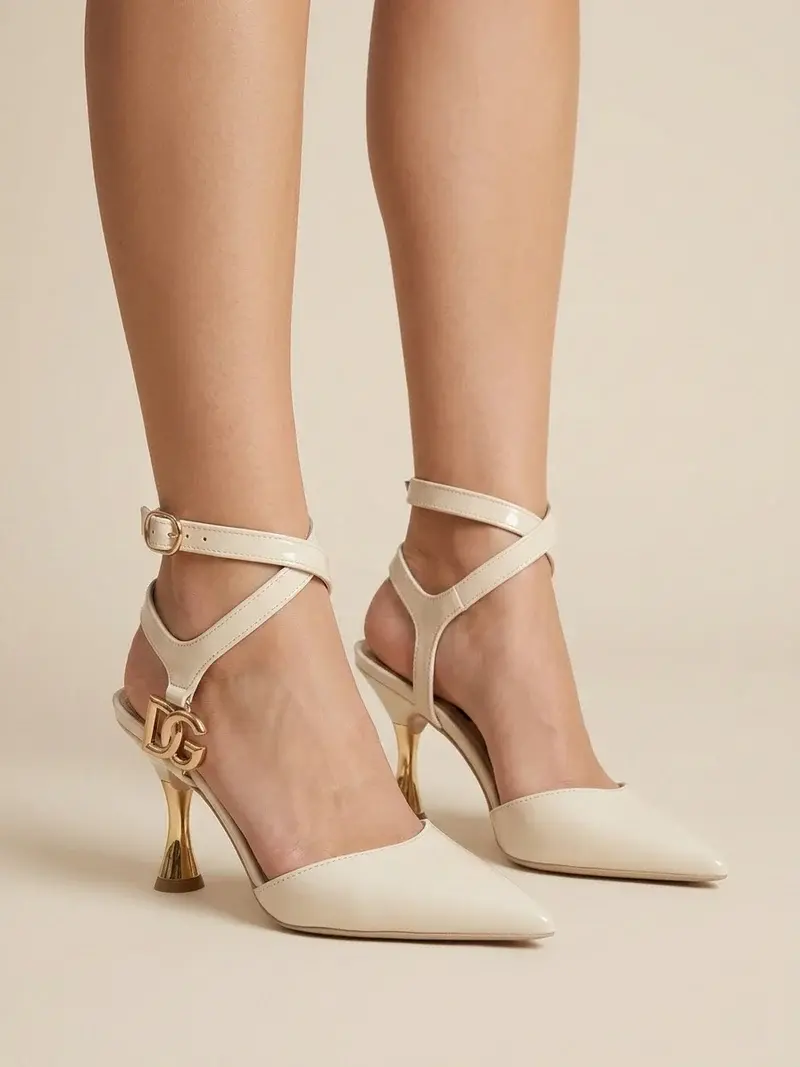 Elegant Heels with Gold Buckle Detail C-86