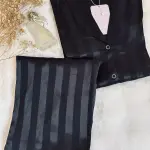 Black striped jacquard pjs