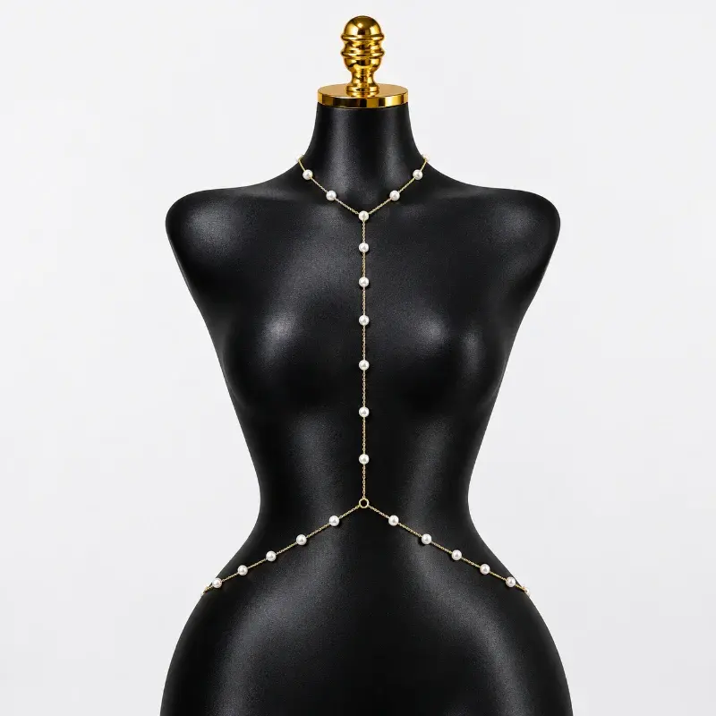 Faux Pearl Tassel Bust Chain Body Chain Waist Chain Women