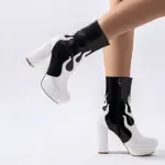 High-heeled boots with a flattering flame design. B-41