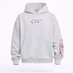 EVE's Boxy Pink on Grey hoodie
