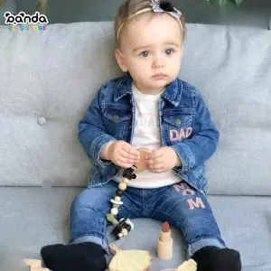 طقم خروجي بناتي بدلة جينز ، جاكيت وتيشرت كم وبنطلون