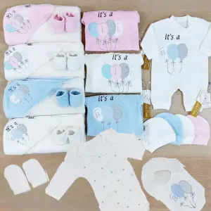 طقم مواليد ١٠ قطع قطيفة مبطن شتوي ، بلالين من السندباد ، هدية