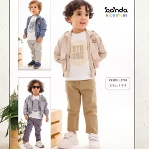 طقم خروجي 3 قطع جاكيت جيبين بادج من جود