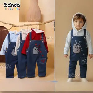 طقم سلوبيت جينز مع اندر شيرت كابيشوه قطيفة شتوي ديناصور