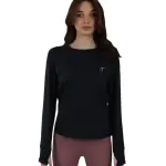 Slim Long Sleeve Black Printed Top