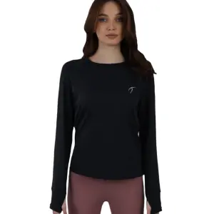 Slim Long Sleeve Black Printed Top