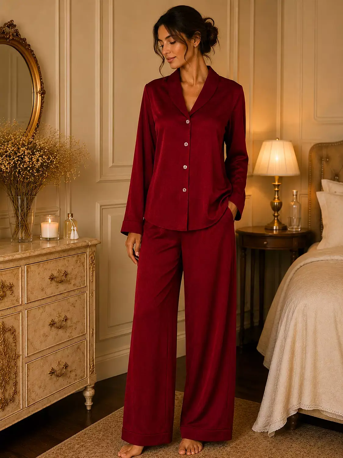 Ruby Crinkled Marble Effect pjs