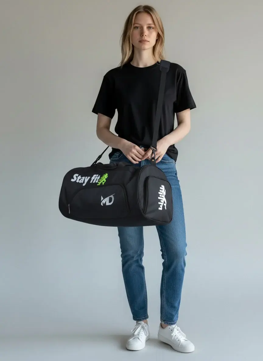 Microfiber Duffel Bag with Shoe Compartment