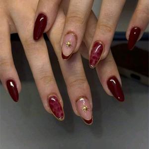 12pcs almond-shaped 3D gel nails