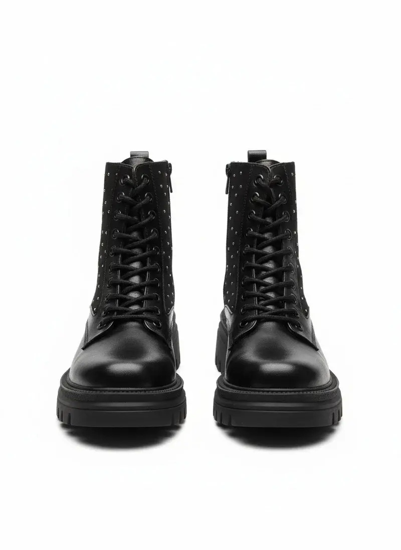 Boots leather with diamonds on the side – B-50