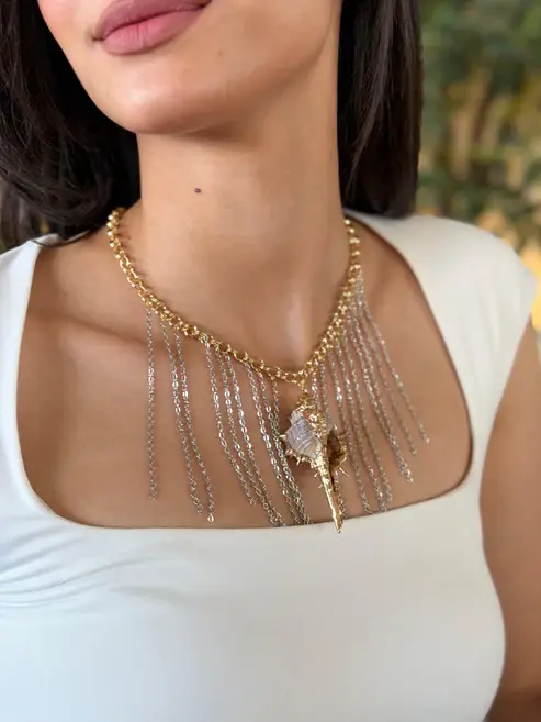 Siren's Fringe Shell Statement Necklace