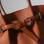 Belted Pebbled Hand Bag - camel