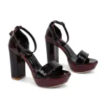 Elegant Glossy Block Heel Sandals C-129