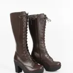 Long Neck Lace-Up Leather Boot B-66