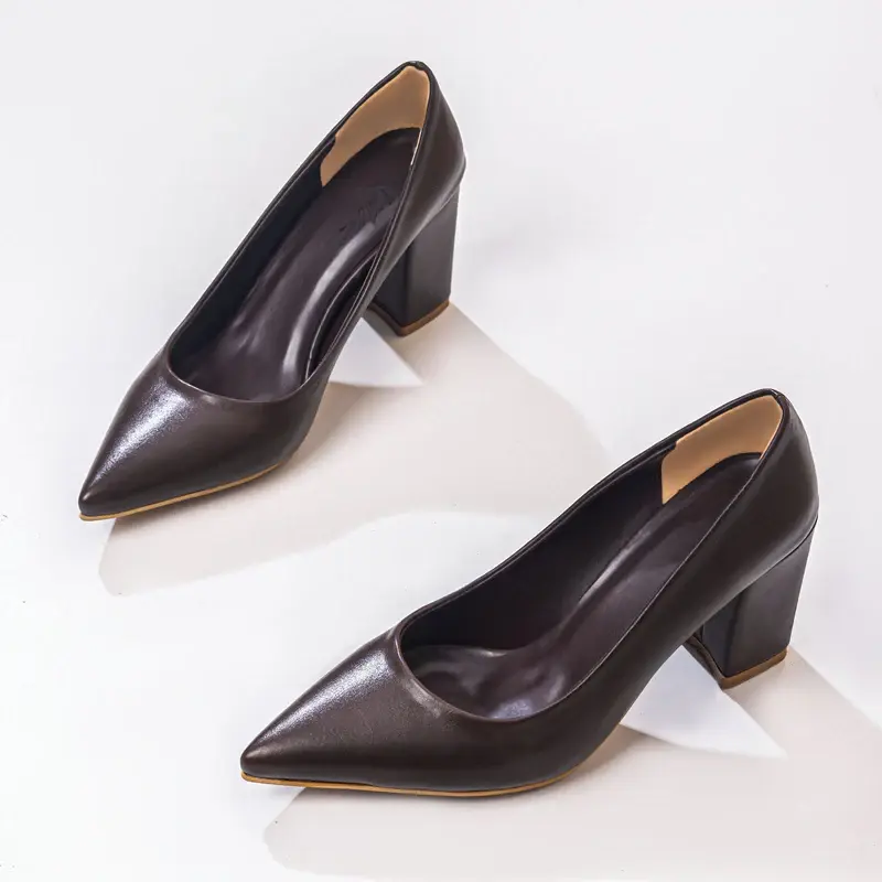 Leather Sandal Thick Heel-R-800