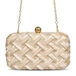Woven Evening Bag with Gold Ball Clasp VS-61