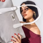 Tote Bag with Contrast Handle - white