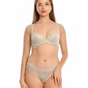 Lace Under-Wire Bra And Lace Pantie Set 2 PCs