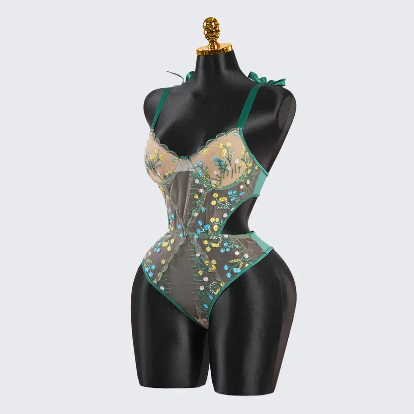 Lace Floral Embroidery Bodysuit