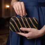Beaded Handbag with Diagonal Stripes VS-49