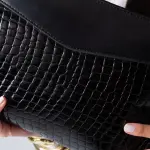 Metallic Texture Clutch-black