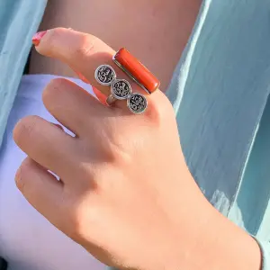 خاتم كلمات حجر طبيعي فضه عربي