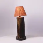 Handmade Wood Base with Colorful Yarn Design – Rustic Boho Lighting