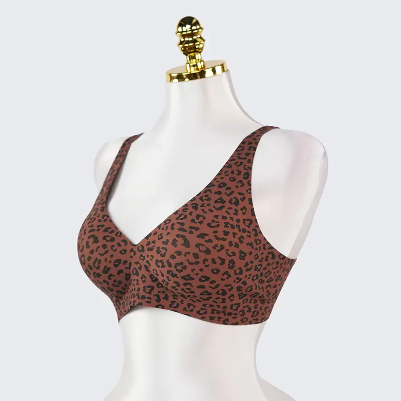 Seamless Wireless Full Coverage Comfort Bra Underwire Free Leopard