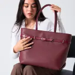 Classic Belt Detail Tote-marron