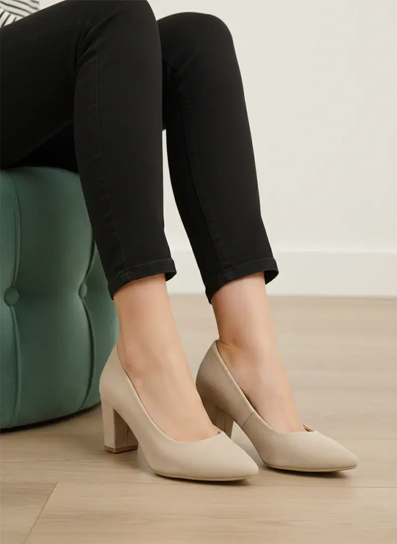 Leather Sandal Thick Heel-R-800