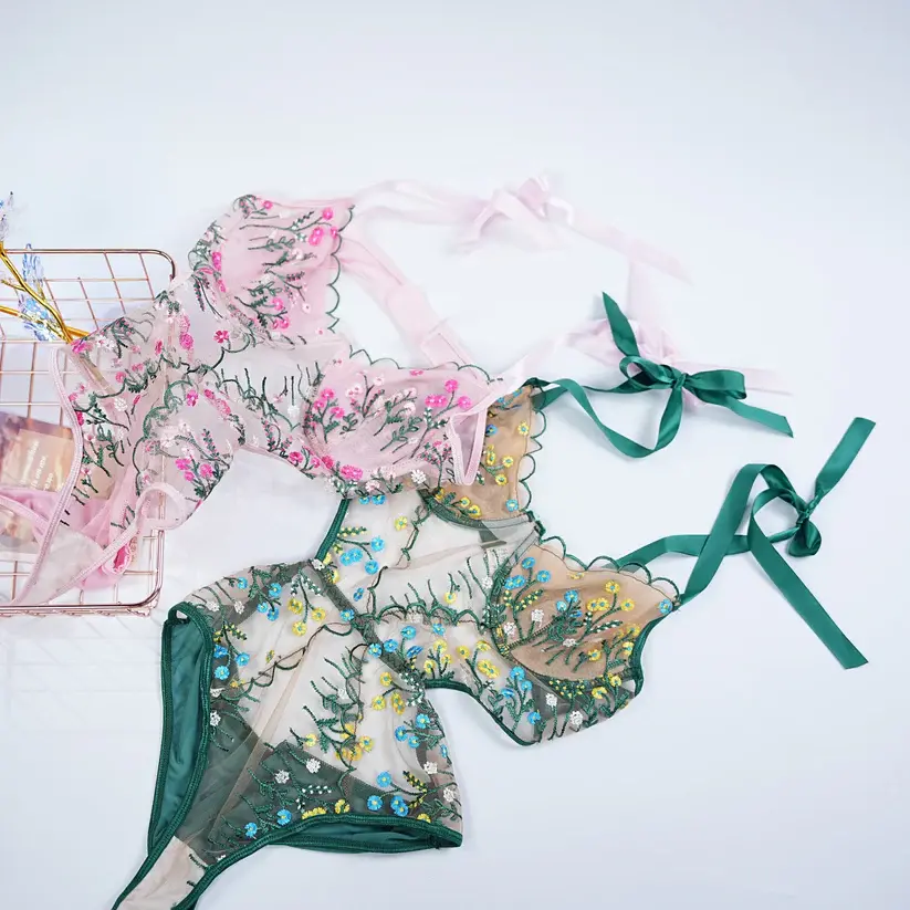 Lace Floral Embroidery Bodysuit