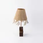 Handmade Boho Wooden Star Table Lamp with Macrame Shade