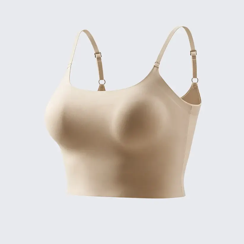Seamless Cooling Crop Camisole Built-in Bra Padded Top