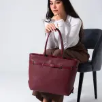 Classic Belt Detail Tote-marron