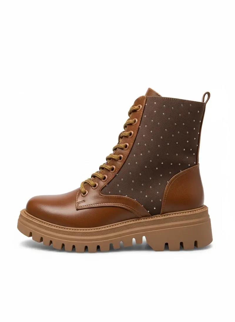 Boots leather with diamonds on the side – B-50