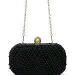 Pearl-Embellished Evening Bag with Geometric Diamond Pattern VS-70