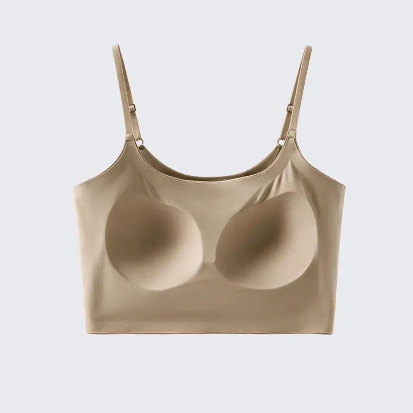Seamless Cooling Crop Camisole Built-in Bra Padded Top