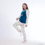 Dark Green & White Printed Winter Pajama Set