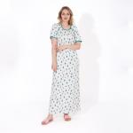 Elegant Cotton Printed Nightdress – Short Sleeve, Full Length