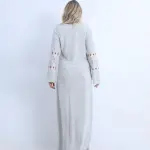 inter Velvet Nightgown Abaya – Soft Embroidered Night Dress with Flared Sleeves