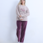 Soft Velvet Pajama Set – Cozy “Good Night” Embroidered Loungewear